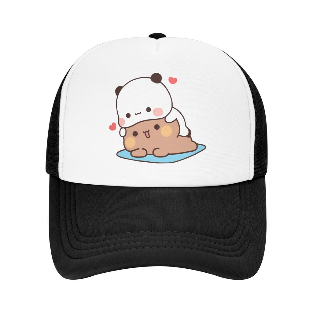 Panda Bear Couple Mesh Baseball Caps Unisex Outdoor Trucker Hat Bubu And Dudu Hat Adjustable Fishing Hat Summer Trucker Hats