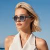 Trendy Polygon Pearl Sunglasses With Uv400 Level For Travel And Parties