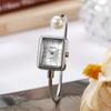 Square Dial Pearl Bracelet Watch Open Bracelet Female Wristwatch Fashion Quartz Watch  Women