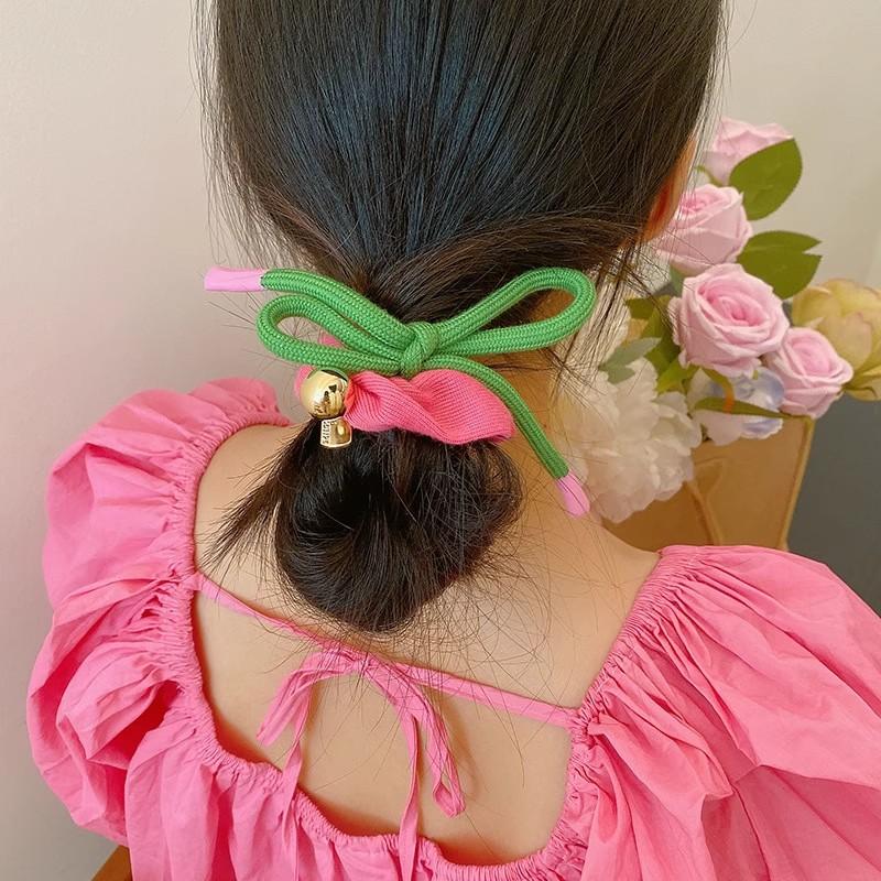 2025 Nova Faixa de Cabelo com Laço de Alta Elasticidade Anéis de Cabelo Premium para Mulheres Verão Anéis de Intestino Grosso Acessórios de Cabelo Fofos