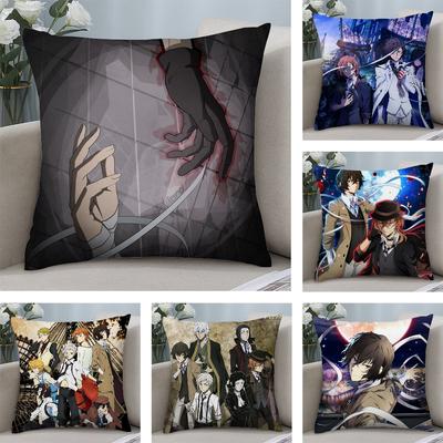 BunGo S-Stray Dogs Pillow Case Plush Fabric Soft Double Sided Print Sofa Cushion Cover Throw Pillow Covers