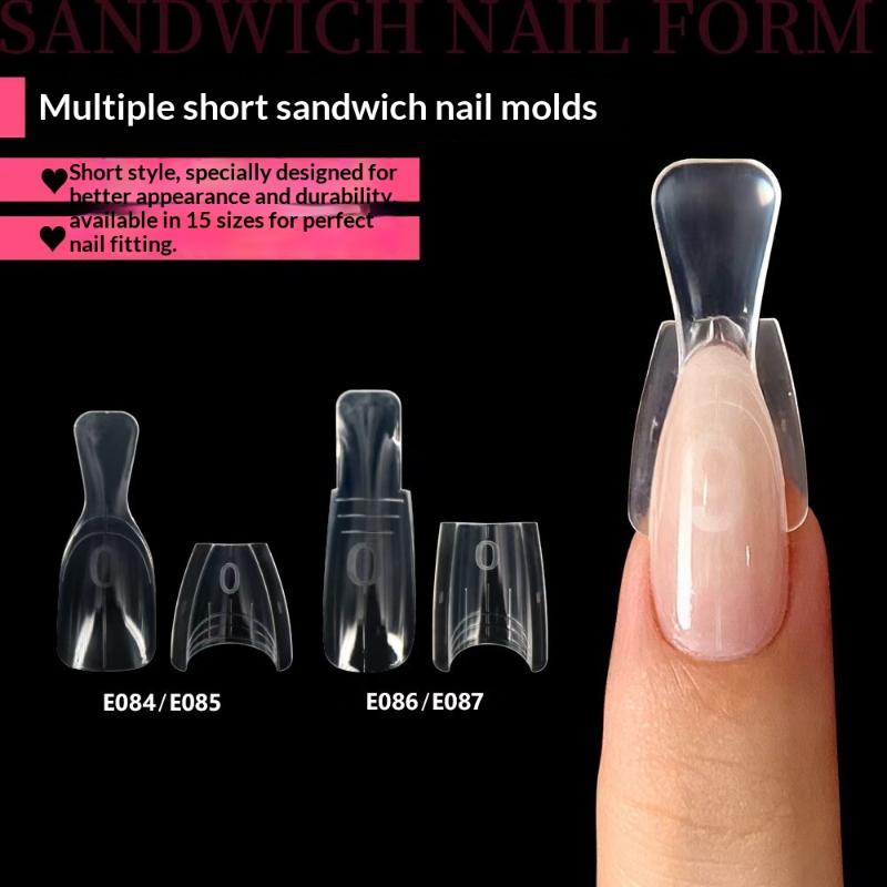 60/240/300 Pcs Sandwich Nail Forms 15 Size Oval Extension Dual Form No Paper Forms Needed For Easy Nail Extensions