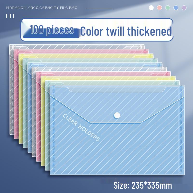 Transparent A4 File Bag, Large Capacity Snap Button, Test Paper & Document Storage for Students