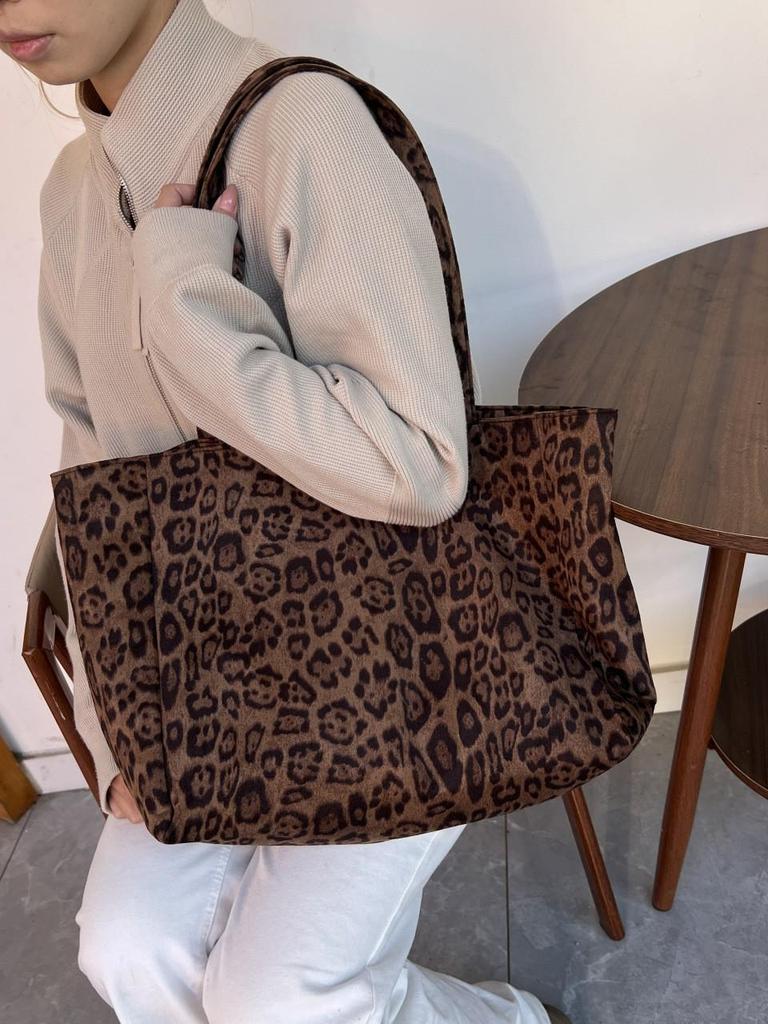 Damen 2025 Tragetasche mit Leopardenmuster: Großes Fassungsvermögen, stilvolle Pendler-Unterarmtasche