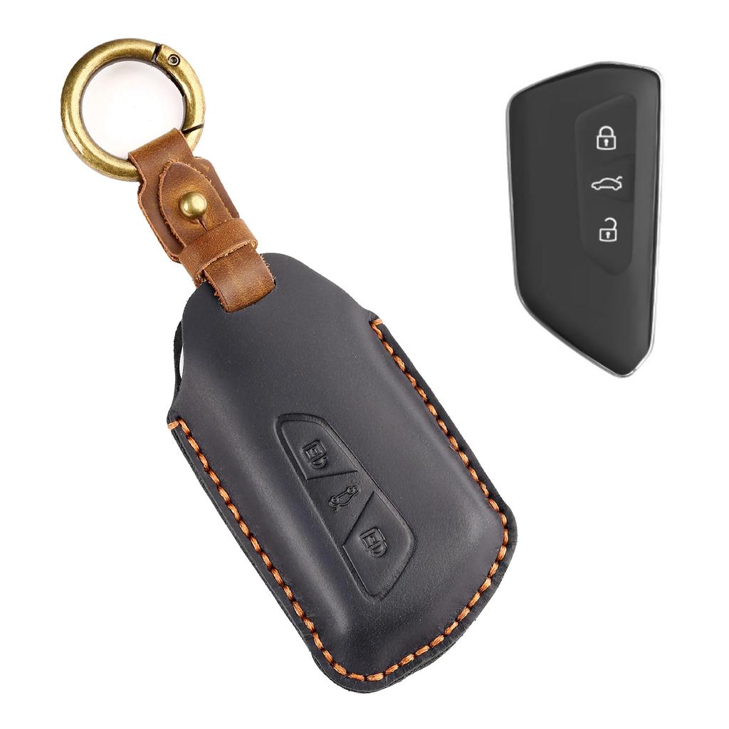 Leather Car Key Case Cover for VW Volkswagen Golf 8 MK8 ID.3 ID.4 Cupra Skoda Octavia A8 SEAT MK4 2020 2021 Formentor Tarraco