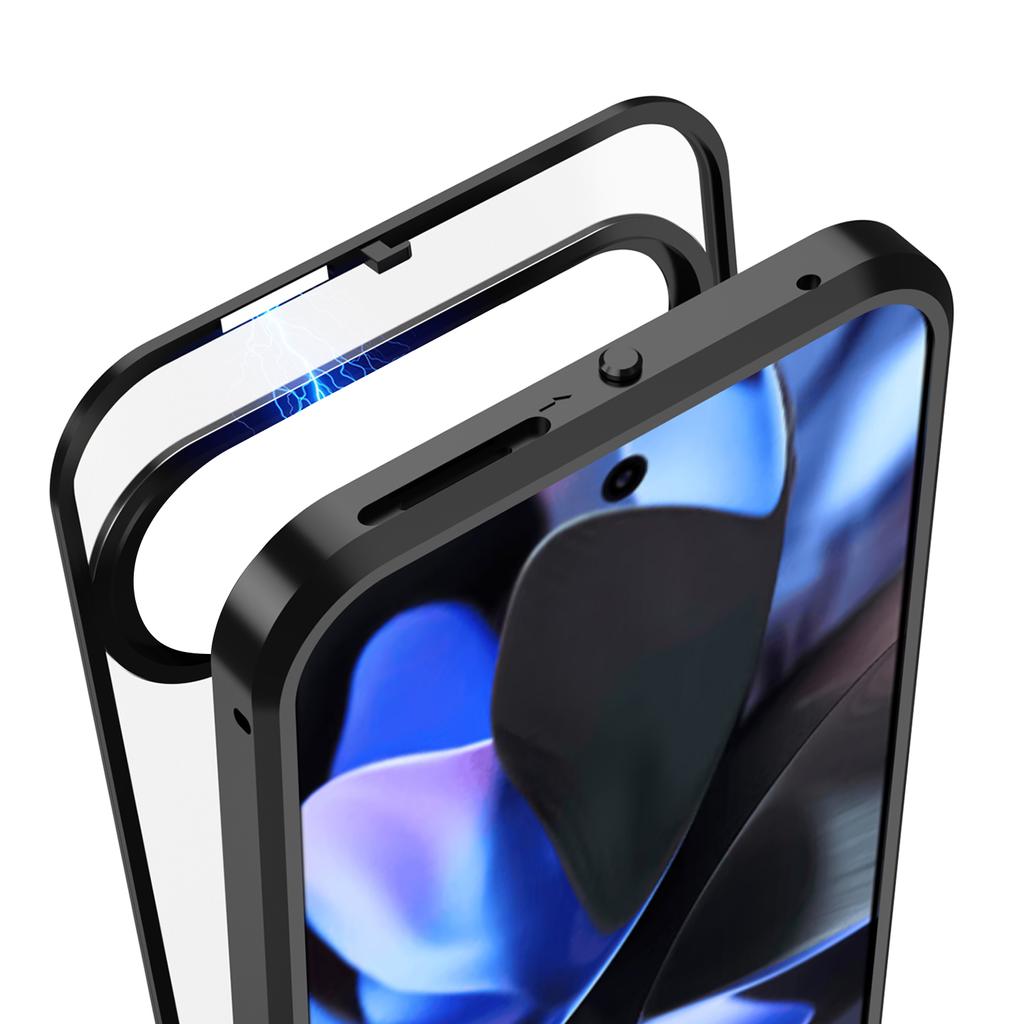 For Google Pixel 9/Pixel 9 Pro Matte Case Aluminium Alloy+PC Phone Cover Pop-Up Snap Lock