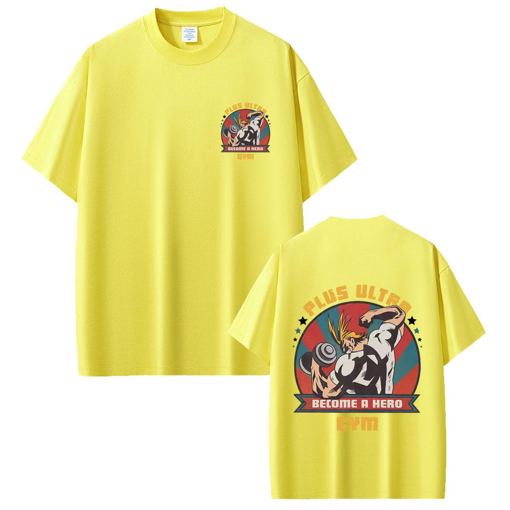 Anime My Hero Academia All Might Plus Ultra Gym Graphic Tshirts Unisex Women Fitness Casual Cotton Y2K Tee Male Vintage Streetwear