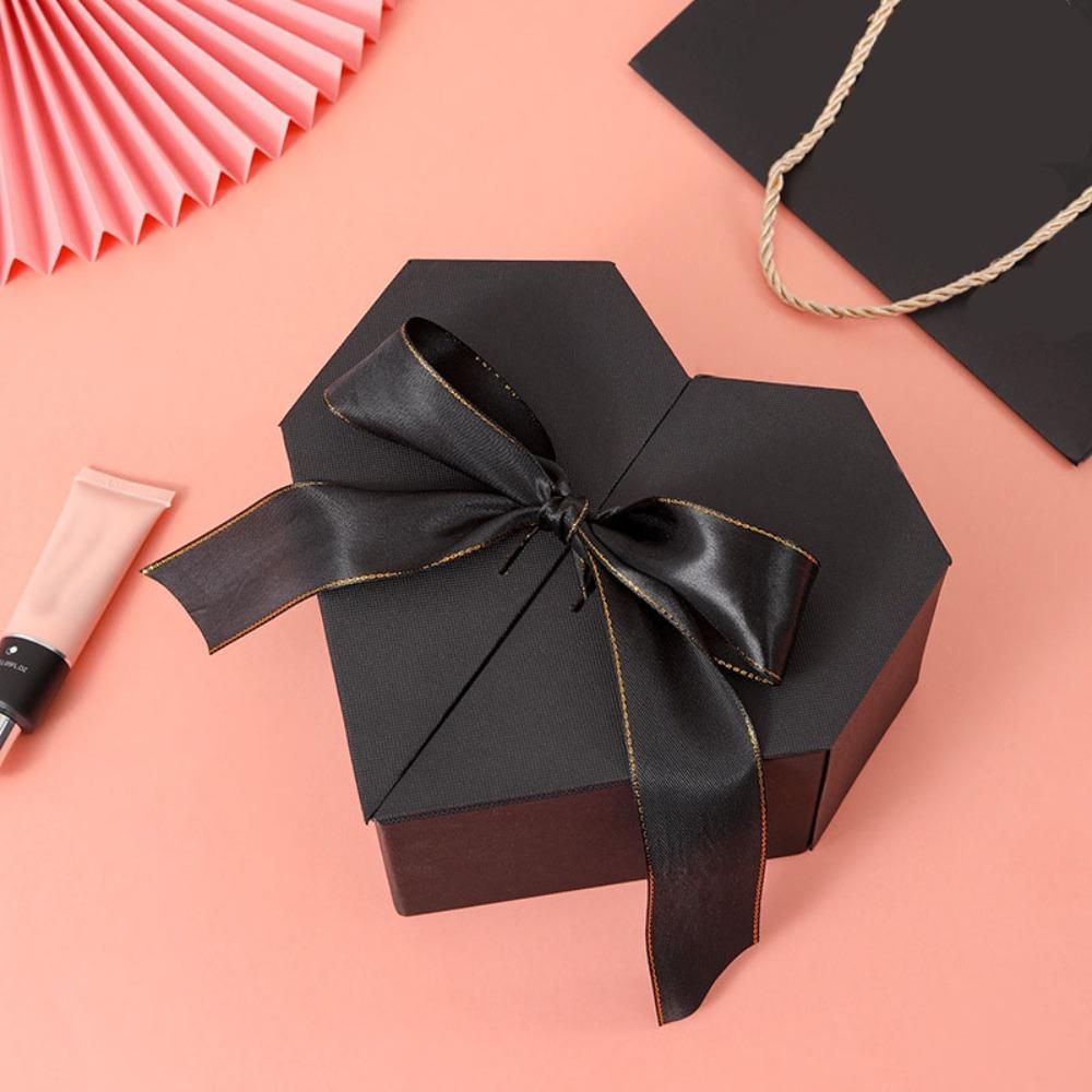 1pc Heart Shaped Gift Boxes Double-door Treat Boxes with Ribbon Floral Gift Wrap Box Party Favor Boxes Souvenir Gift Box for Wedding Party Birthday