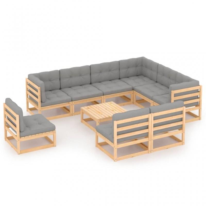 Day and Night - Day and Night Garden Furniture Set 10 Pieces and Cushions Solid Pine Wood