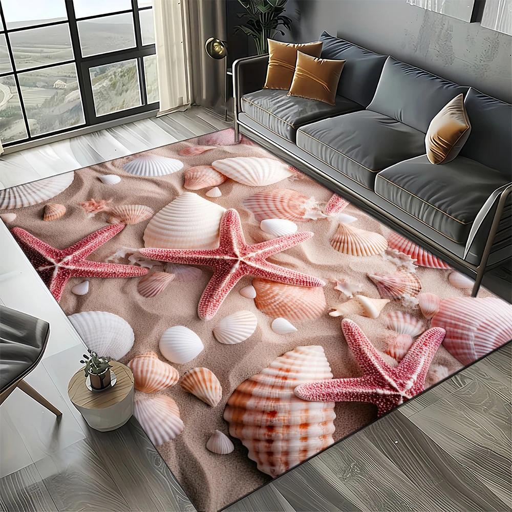 29 Style Starfish Beach Shell Sea Star Sand Carpet Rug for Living Room Bedroom Home Sofa Decoration,Kids Play Non-slip Floor Mat