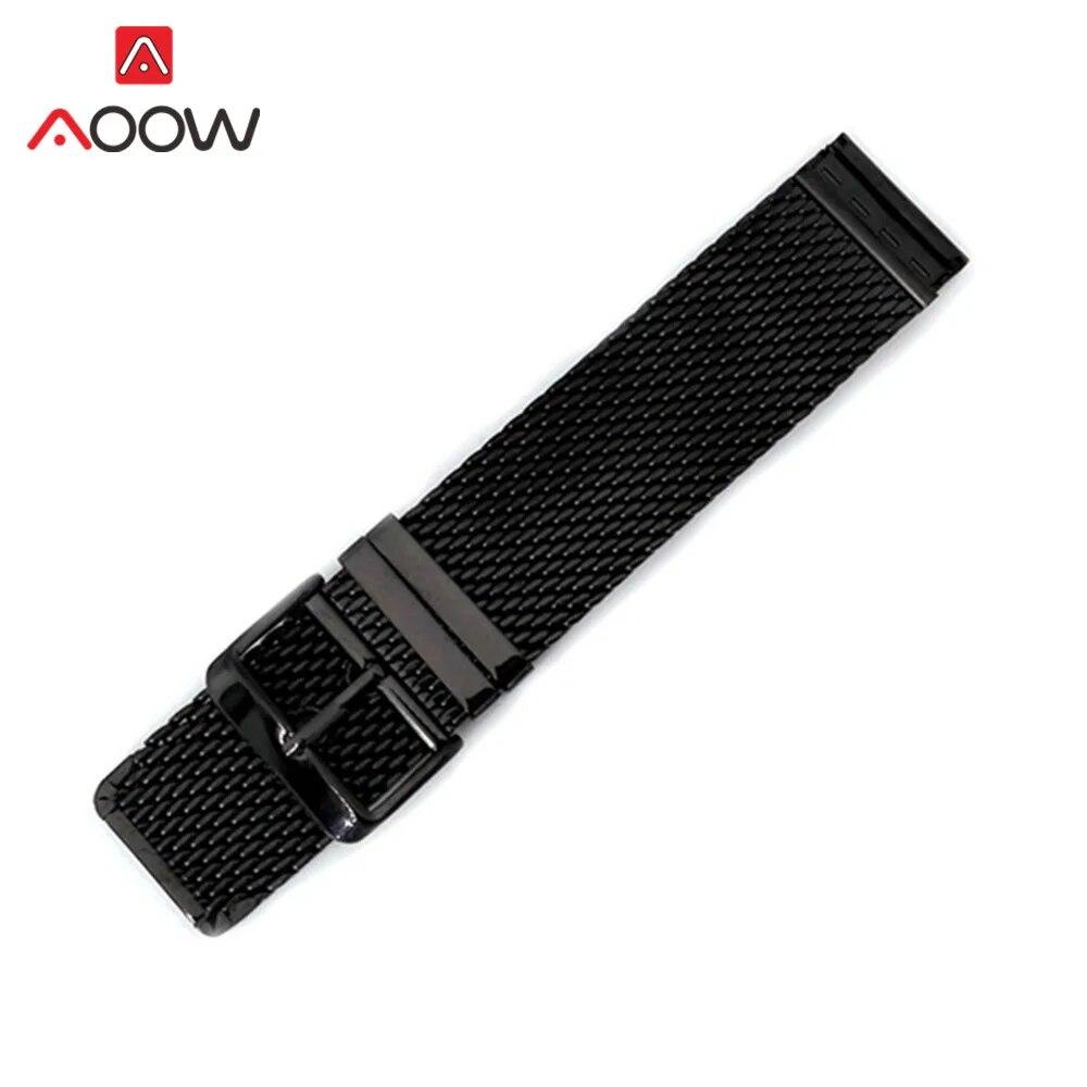 18mm 20mm 22mm 24mm Universal Milanese Loop Band Stainless Steel Strap Pin Buckle Watchband Bracelet Accessories Black Silver