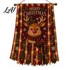 Santa Claus Elk Snowman Gingerbread Man Banner Christmas Hanging Cloth Decoration with LED Light for Home Door Wall And Window Holiday Indoor Outdoor