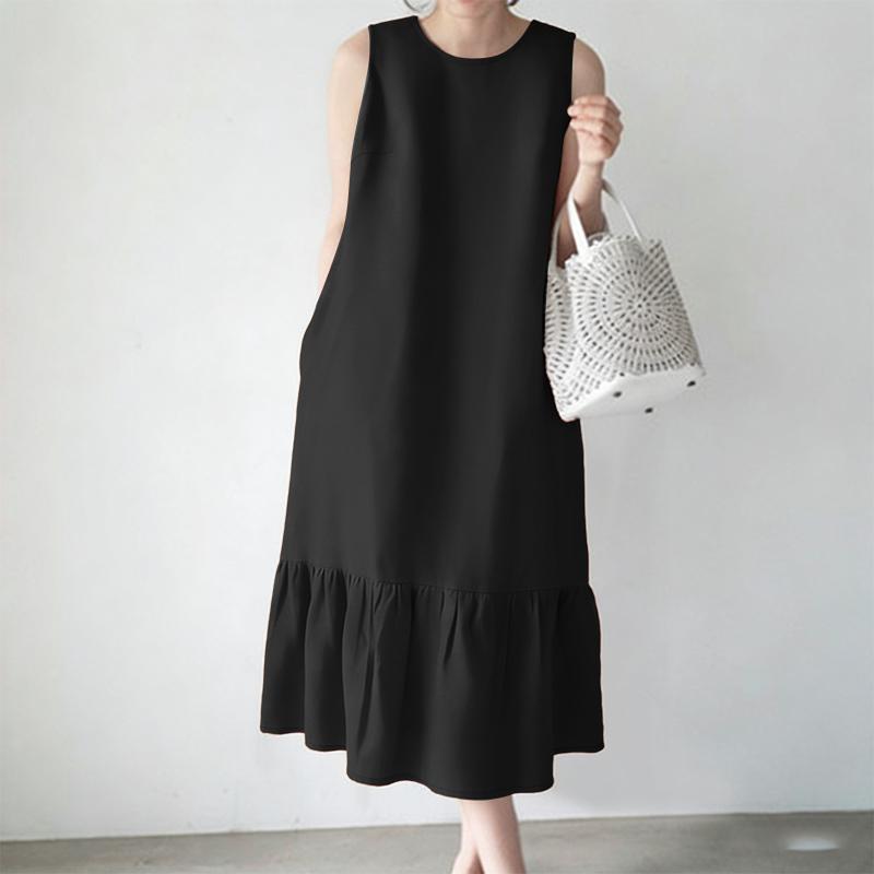 ZANZEA Women Casual Round Neck Summer Sleeveless Dress
