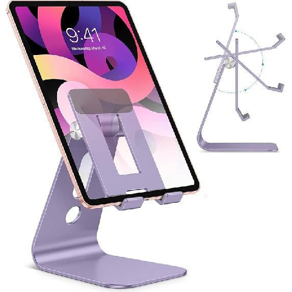 OMOTON Adjustable Tablet Stand for Desk, Upgraded Longer Arms for Greater Stability, T2 Tablet Holder with Hollow Design for Bigger Sized Phones and