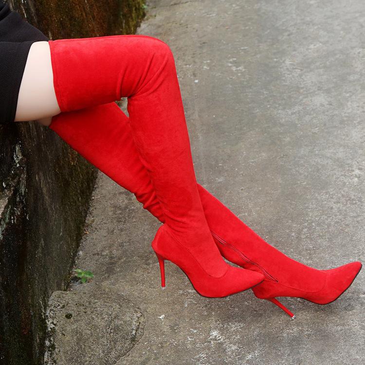 Women'S Shoes, Elastic Boots, High-Heeled Knee Boots 20 European And American Sexy Women'S Boots, Thin-Heeled Boots