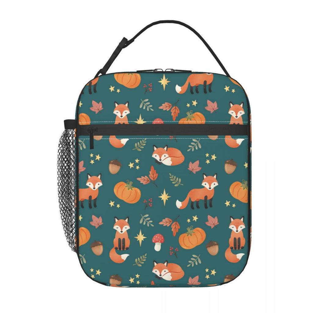 Cute Fox And Forest Pattern Insulated Lunch Bag for Women Children Leakproof Food Boxes Thermal Lunch Box Tote