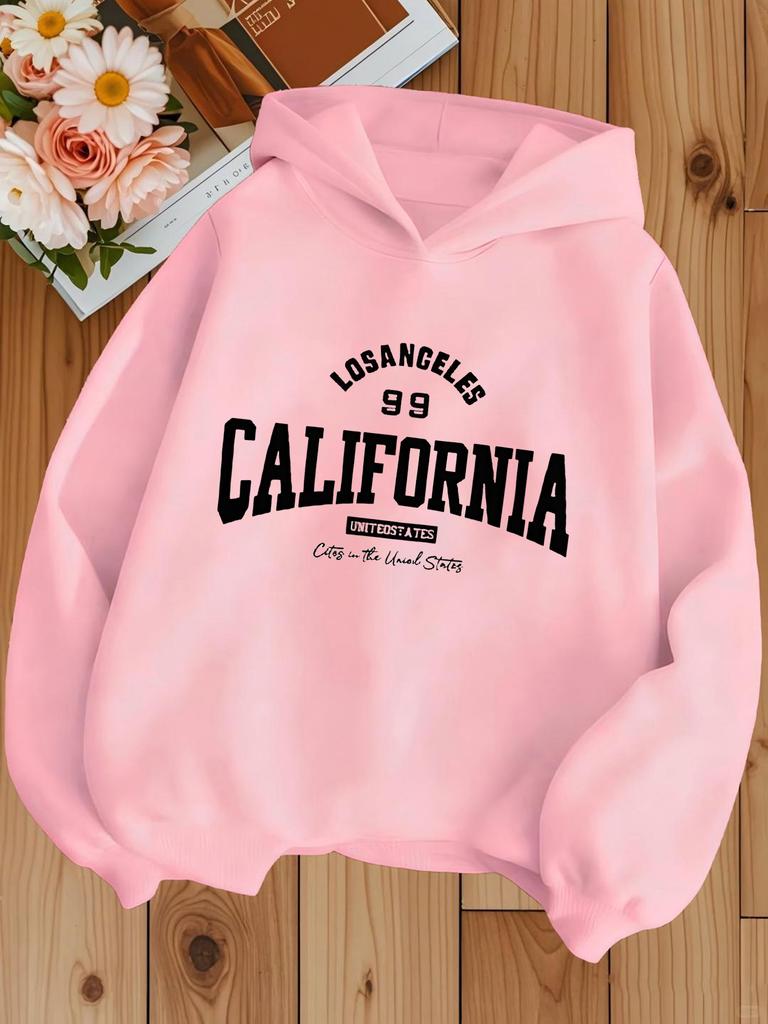 Girls' Casual Hooded Sweatshirt Loose Fit Versatile Kids' Hooded Pullover Top Fashion Print Outfits for Girls