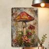 Vintage Mushroom and Wildflowers Metal Tin Sign 8x12in Iron Wall Art Home Cafe Garage Decor