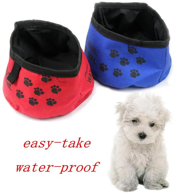 Pet Travel Food Bags Dog Cat Waterproof Cloth Folding Feeding Bowl Portable Collapsible Outdoor Travel Food Dish  Dog Harness