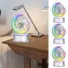 Rechargeable Desk Fan Colorful Quiet Cooling Fan USB Rechargeable Camping Fan With Flashing Light 3 Speeds Adjustable Portable