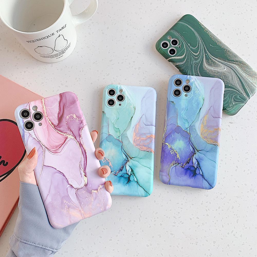 Literature and Art Gradual Change Marble Mobile Phone Case 17ProMax Mobile Phone Case 16pro Rock Large 14/15 Soft Case 17Air