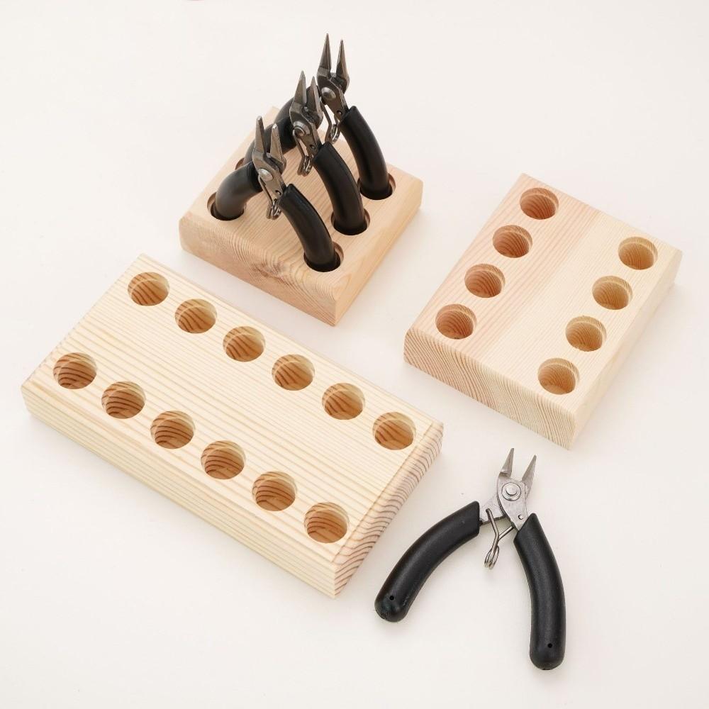 Wooden Tool Holder Non Slip Multi-slots Wood Stand Keep Neat Pliers Storage Holder Craft Tool