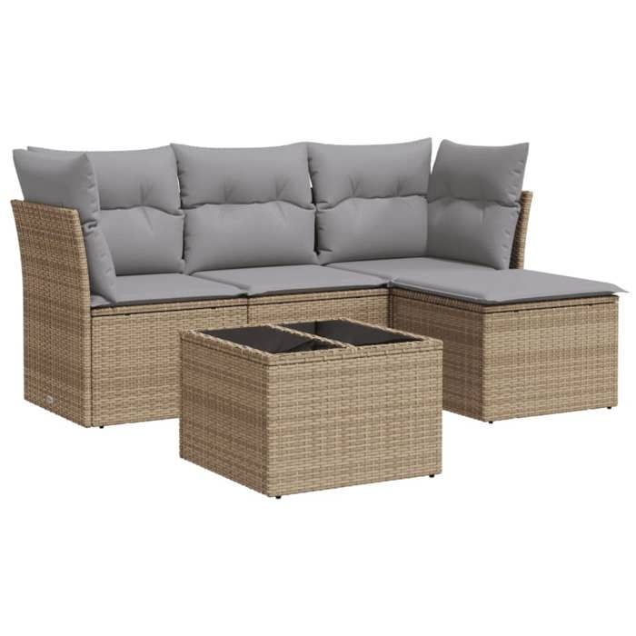 VidaXL Garden Lounge Set with Cushions 5 Pcs Beige Braided Resin 3217549