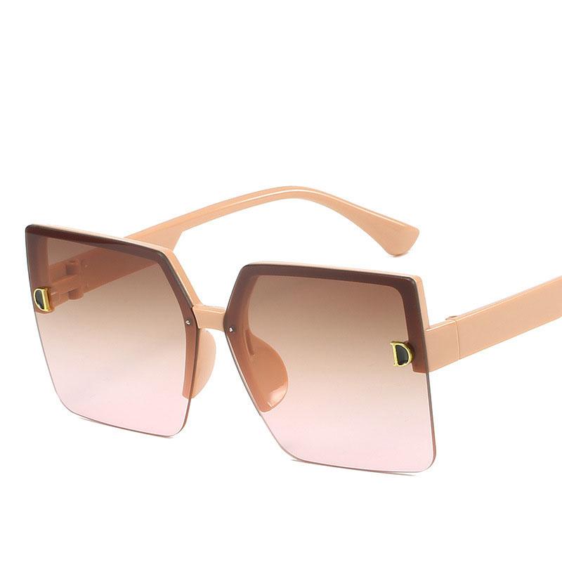 Fashion Trendy Women Sunglasses Square Shape Big Frame Semi-rimless Sunglasses Female High Quality Women Sun glasses