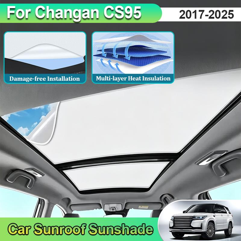 For Changan CS95 Accesories 2017~2025 Car Sunroof Sunshade Electrostatic Heat Insulation Skylight Sticker Auto Sun Cover Blocker