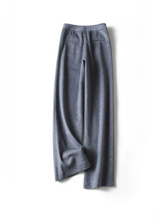 Women's Super Warm Wool Blend Flannel Pants: Double-Faced, Thickened, Straight-Leg for Autumn and Winter.