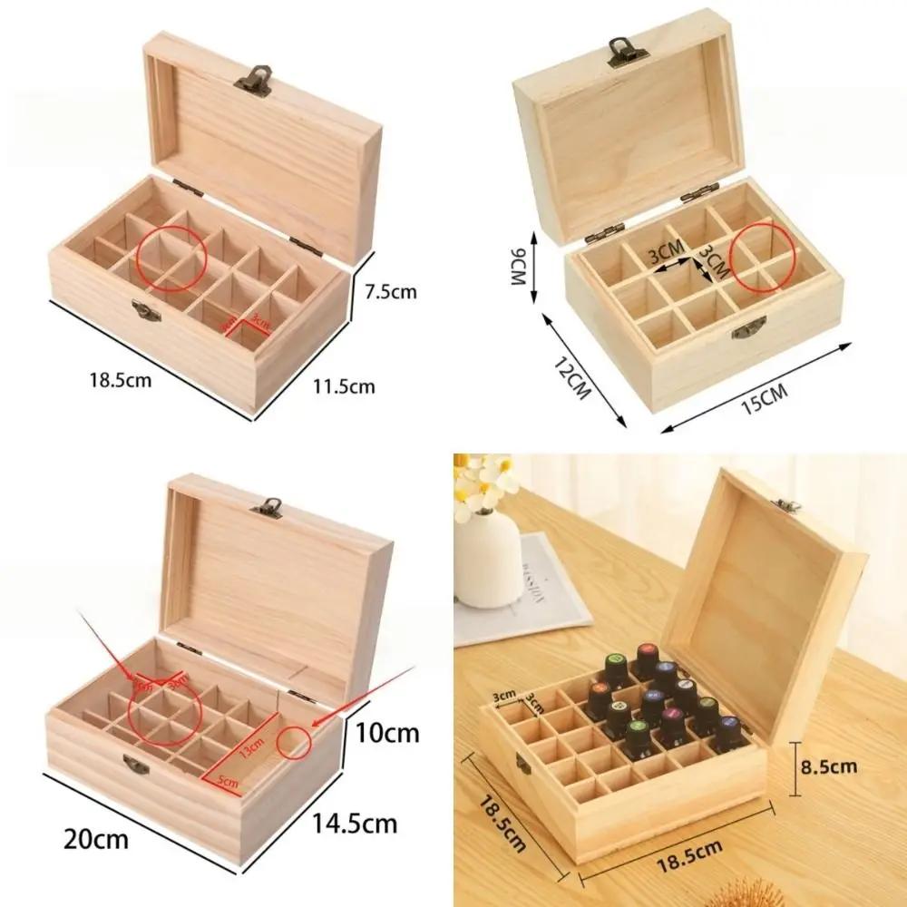New Wooden Essential Oil Storage Box 12/15/16/25 Slots Durable Essential Oil Carry Case Aromatherapy Container Home Use