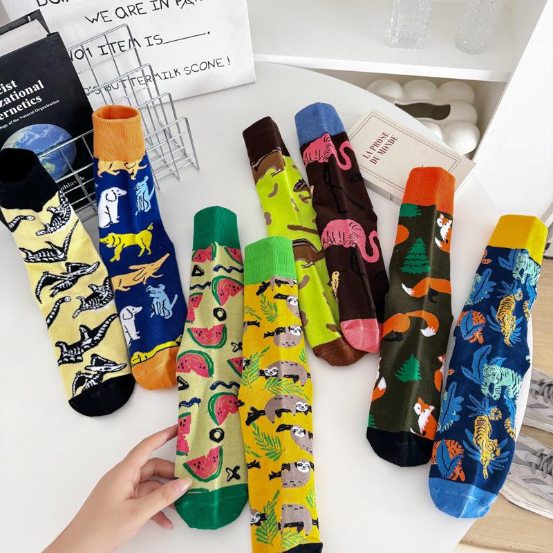 Zhuji Socks Animal Printed Sports Socks 36-47 Wind Trend Men'S Stockings Medium And High Stockings