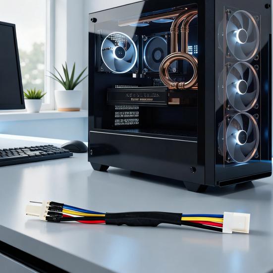 CPU Fan Speed Reduction Cable 4-Pin Male to Female PWM Temperature Control Noise Reduction Computer Cooling Fan Deceleration Line