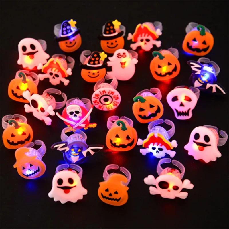 Halloween Light Up Glowing Rings Christmas Party Favors LED Rings Flashing Glowing Finger Rings Fun Props for Kids Adults