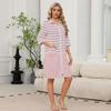 Women's Floral Print Zip Front Robe with Pockets, 3/4 Sleeve, Lightweight Knee Length Loungewear