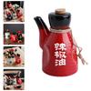 Ceramic Soy Sauce Bottle Japanese Style Oil Pot Container Home Seasoning Kitchen Wood