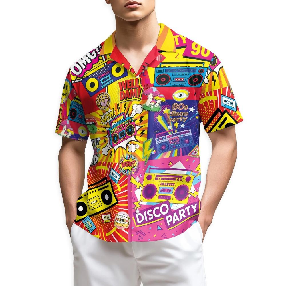 Back To The 90s Hawaiian Shirt Men Women Youth, Retro Neon 80s Cassette Aloha Shirt Vintage Party Shirt Button Up