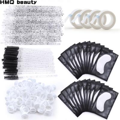 Kit de suministros para extensiones de pestañas, aplicador de rímel, cepillo para pestañas, hisopos de algodón de cristal, anillo de pegamento, cinta adhesiva, almohadilla para ojos, herramienta de maquillaje para pestañas
