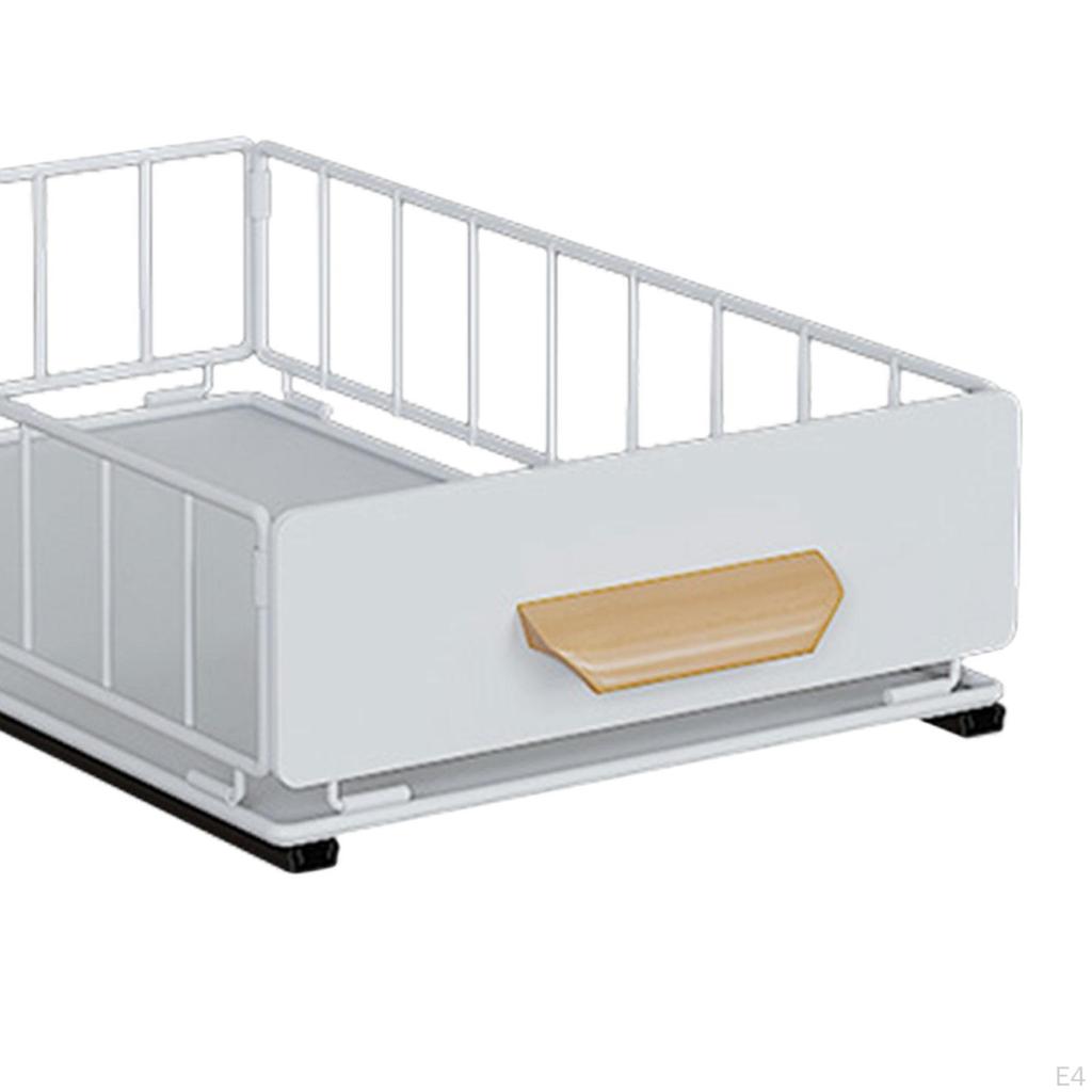 Pull Out Cabinet Organizer Guide Rail Design Expandable Sliding Drawer Pantry Storage Shelf for
