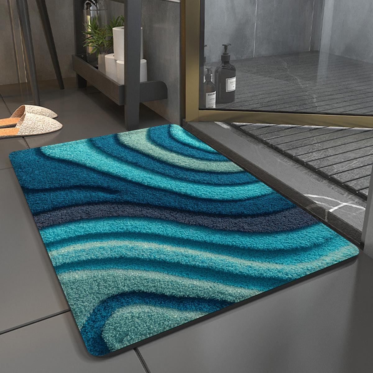 Blue Green Wave Pattern Flannel Bath