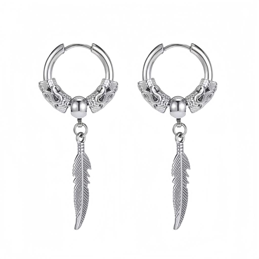 Long Hanging Crosses Leaves Pendants Hoops Woman Earrings Man Vintage Stainless Steel Hip Hop Ear Piercing Jewelry Accessories