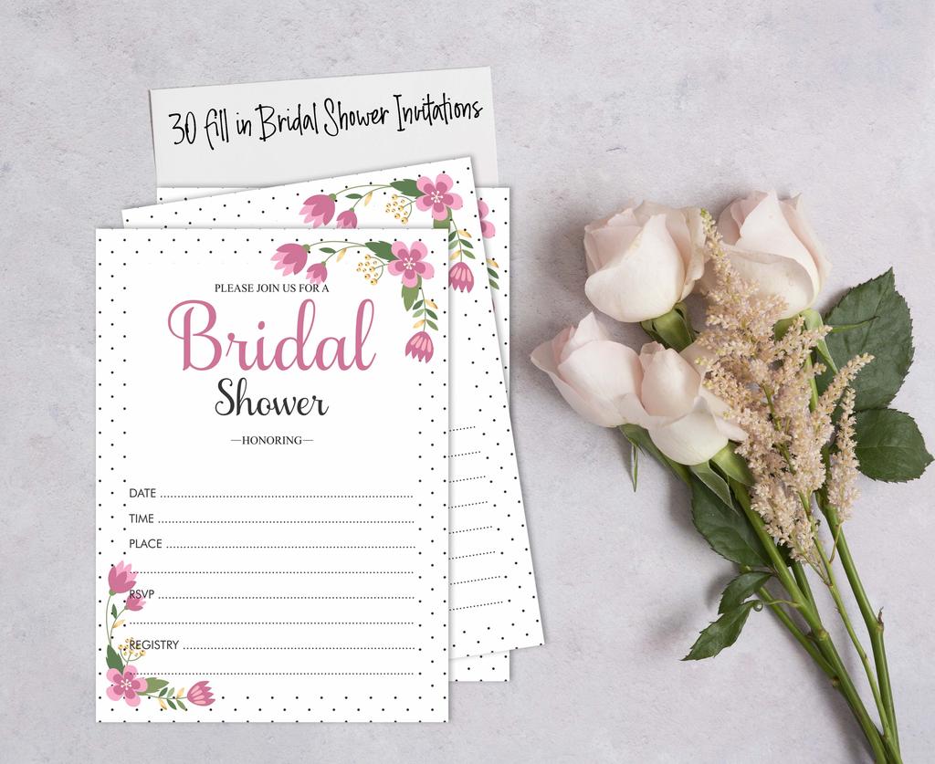 Inkdotpot 30 Bridal Shower InvitationsA  FloralA  Wedding Fill-In Style Invites Blank