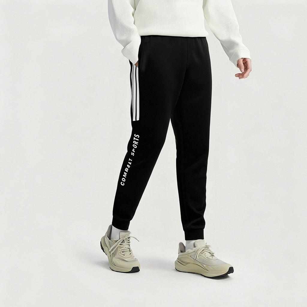 adidas Classic Logo Side Three Stripes Comfortable Cuffed Sports Knit Pants Unisex Bottoms Black TR30P1R2CS-BW