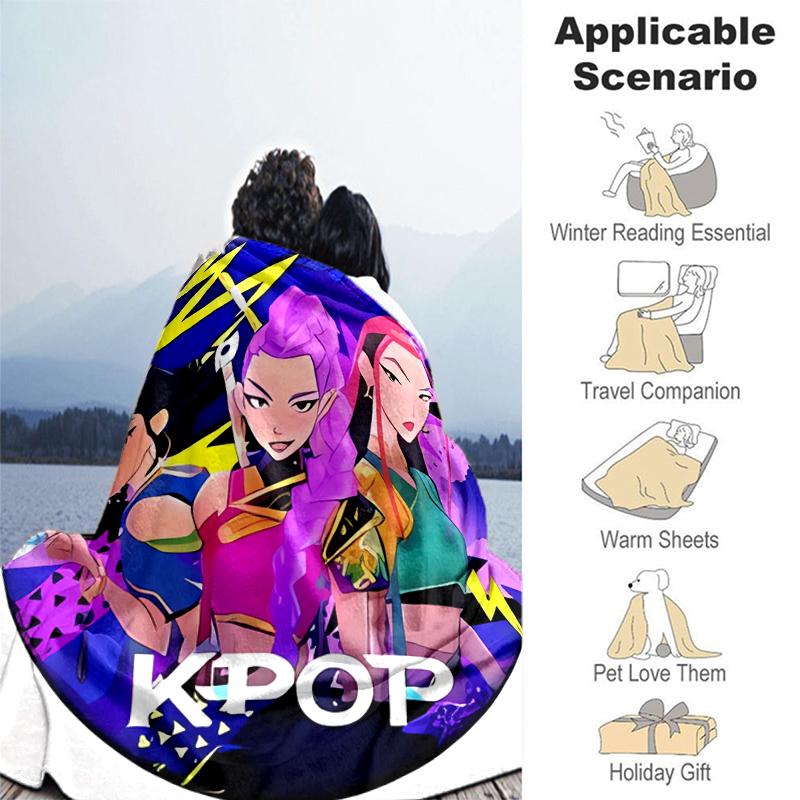 1pc Blanket Kpop Hunter7 Print Design, Lightweight Blanket for Sofa, Bed- Soft &Warm, Gift for All Seasons like Christmas, Halloween