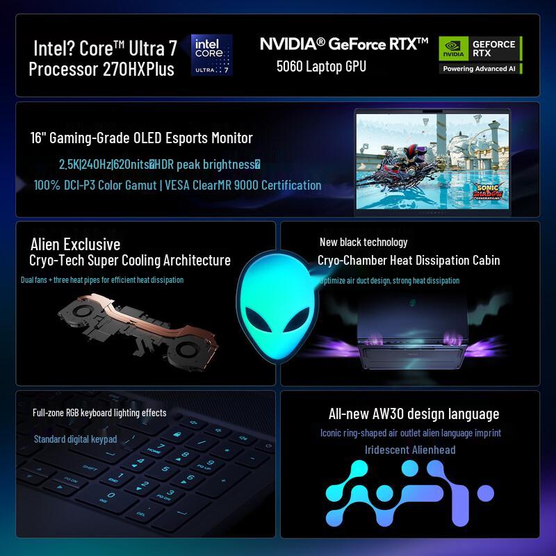 Dell Alienware Starship 16X OLED Gaming Laptop (CN version) 16-inch 2.5K OLED