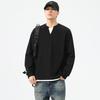 Men's American Two-Piece Style Long-Sleeve V-Neck Hoodie, Retro Casual Loose Fit, Autumn 2025 Trend