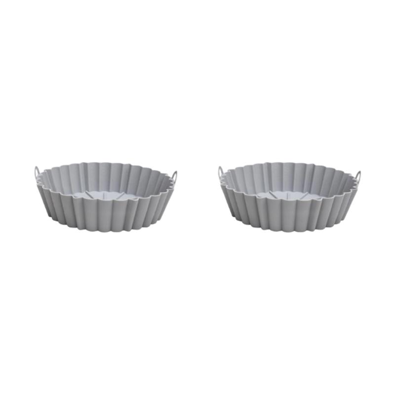 

2 Pack Reusable Round Shape Baskets Silicone Liners Set Oven Safe Cooking Mats Air Fryers Basket for Cooking Use S