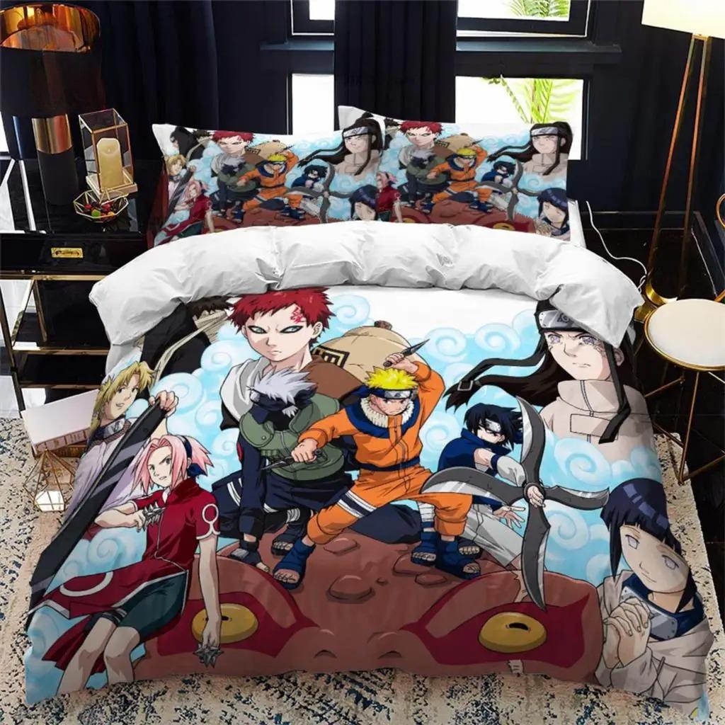 Naruto Duvet Cover Pillowcase Anime Bedding Set for Teen Girls Fashion Double Queen Size Bed Bedroom Decoration Gifts