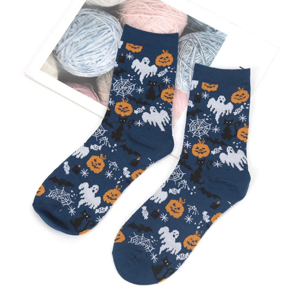 

Носки женские на Хэллоуин, теплые носки Harajuku, простые длинные носки, модные, весна-осень для женщин и мужчин, носки средней длины EU36-43