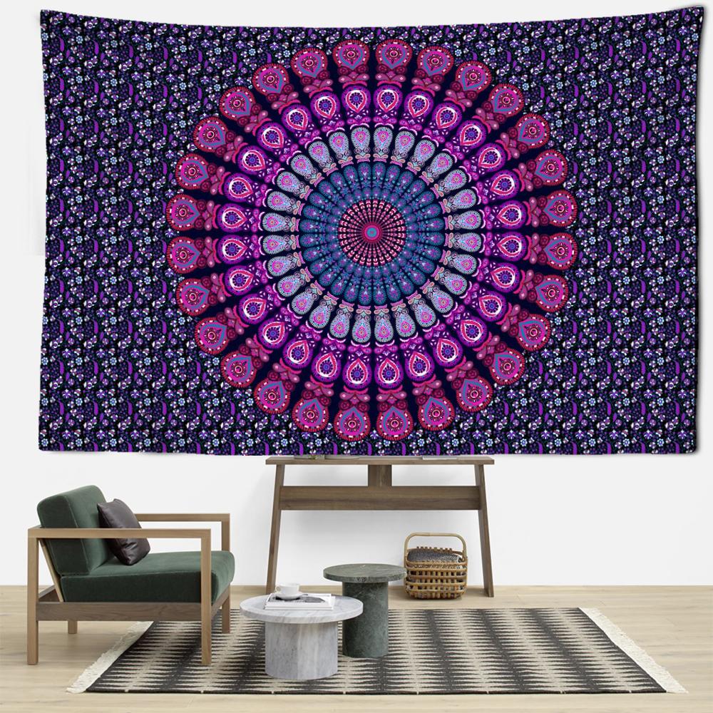 Tapiserie cu mandala violet închis, agățat pe perete, boemă, misterioasă, estetică abstractă, artă pentru cameră, decor pentru dormitor
